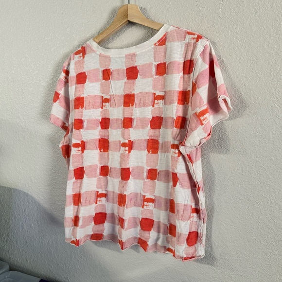 Anthropologie Maeve Picnic Graphic T Shirt Pink Combo Large Gingham size large - Picture 6 of 9